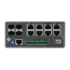 LevelOne TURING 12 prievadų L3 Lite valdomas gigabitinis pramoninis komutatorius, 8 PoE išėjimai, 240 W, 802.3at/af PoE, 4 x SFP, nuo -40 °C iki 75 °C