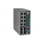„LevelOne TURING“ 12 prievadų L3 Lite valdomas gigabitinis pramoninis komutatorius, 4 x SFP, DIN bėgelis, nuo -40 °C iki 75 °C