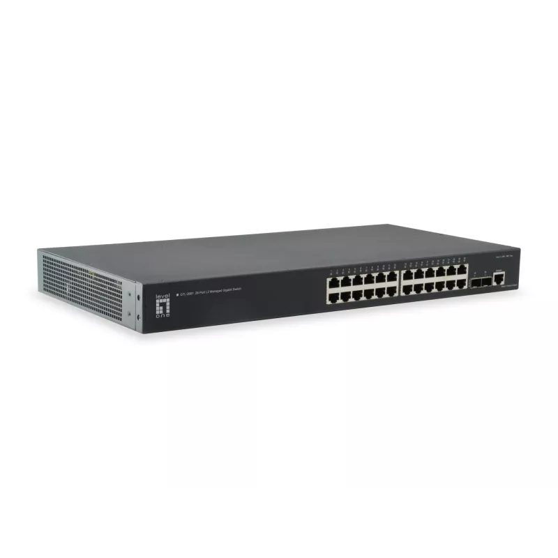 LevelOne KILBY 26 prievadų L2 valdomas gigabitinis komutatorius, 2 x 10GbE SFP+