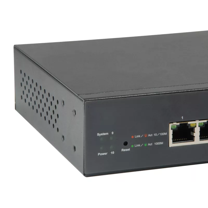 LevelOne 10 prievadų žiniatinklio išmanusis gigabitinis PoE komutatorius, 8 PoE išvestys, 2 x Gigabit SFP, 70W