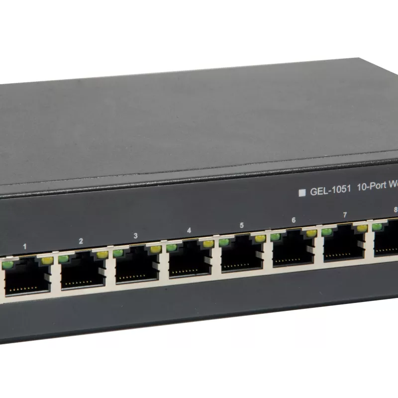 LevelOne 10 prievadų žiniatinklio išmanusis gigabitinis PoE komutatorius, 8 PoE išvestys, 2 x Gigabit SFP, 70W