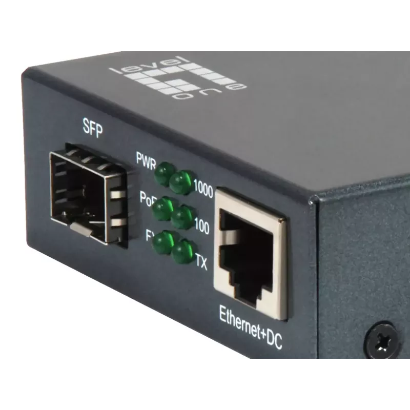 LevelOne RJ45 į SFP gigabitinės laikmenos keitiklis, PoE PSE