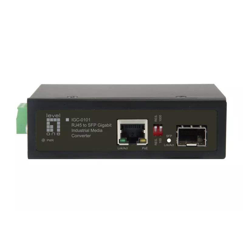 LevelOne RJ45 į SFP Gigabitinis pramoninis medijos keitiklis, 1 PoE išvestis