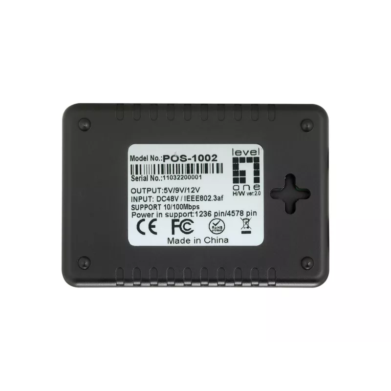 LevelOne Fast Ethernet PoE skirstytuvas, 802.3af PoE, 5-12V DC išvestis