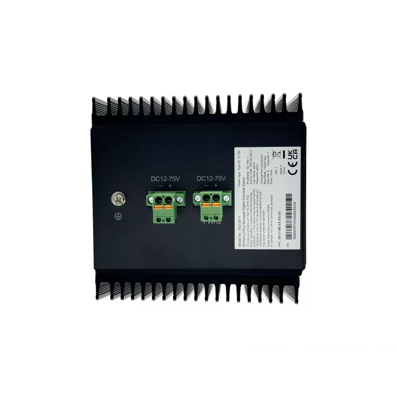 LevelOne 20 prievadų L2 Plus valdomas gigabitinis pramoninis komutatorius, 16x 1GbE RJ45, 4x 1/2.5GbE SFP, DIN bėgelis, nuo -40 °C iki 80 °C