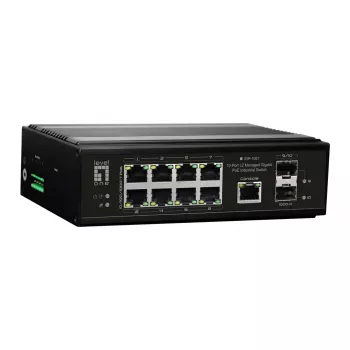 LevelOne IGP-1061 tinklo komutatorius, valdomas L2 Gigabit Ethernet (10/100/1000) maitinimas per Ethernet (PoE) juodas