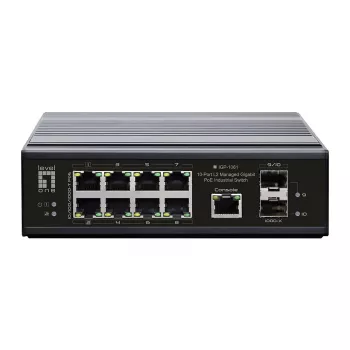 LevelOne IGP-1061 tinklo komutatorius, valdomas L2 Gigabit Ethernet (10/100/1000) maitinimas per Ethernet (PoE) juodas