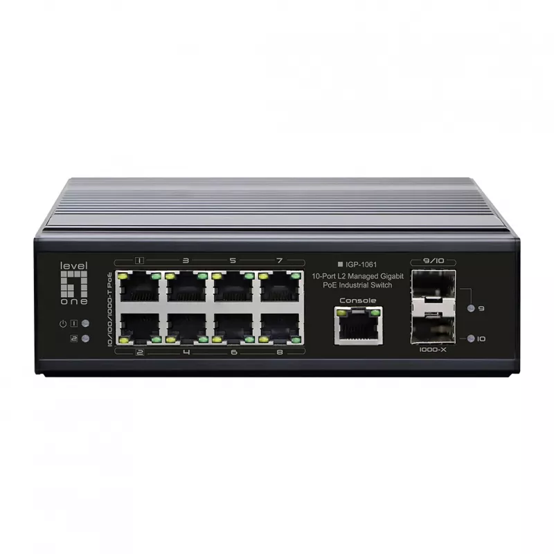 LevelOne IGP-1061 tinklo komutatorius, valdomas L2 Gigabit Ethernet (10/100/1000) maitinimas per Ethernet (PoE) juodas