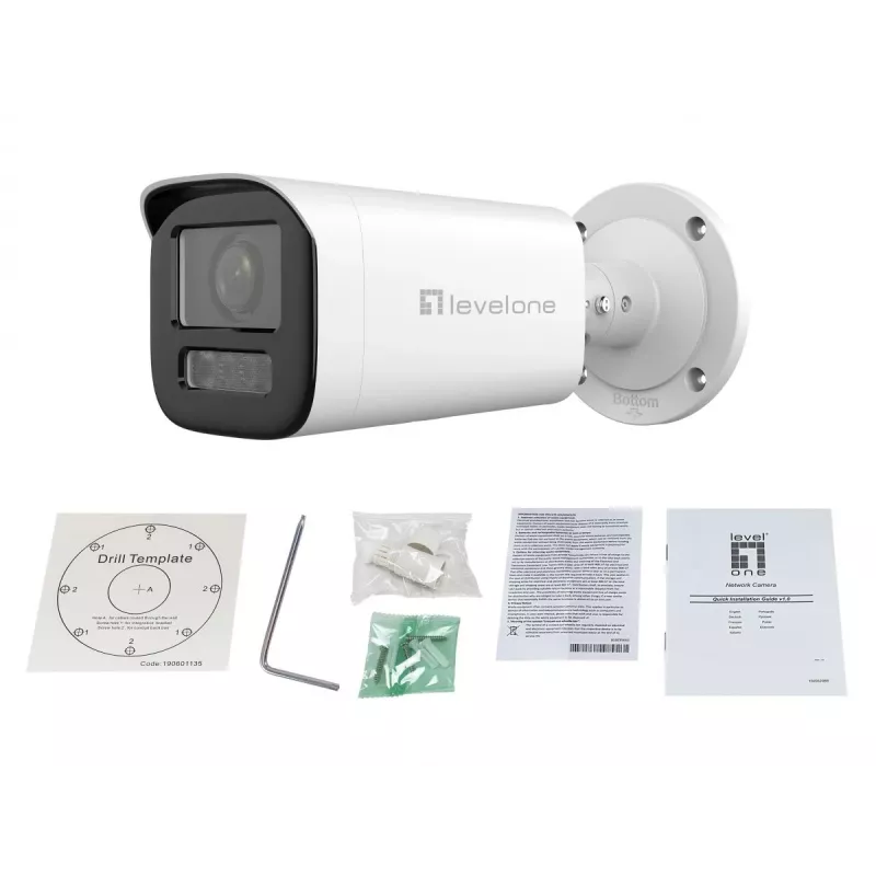 LevelOne GEMINI Zoom IP kamera, 2 MP, priartinimas, H.265, vidaus/lauko