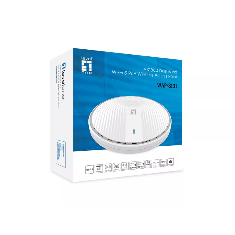 Belaidis prieigos taškas LevelOne AX1800 Dual Band Wi-Fi6 2.4GHz 5GHz