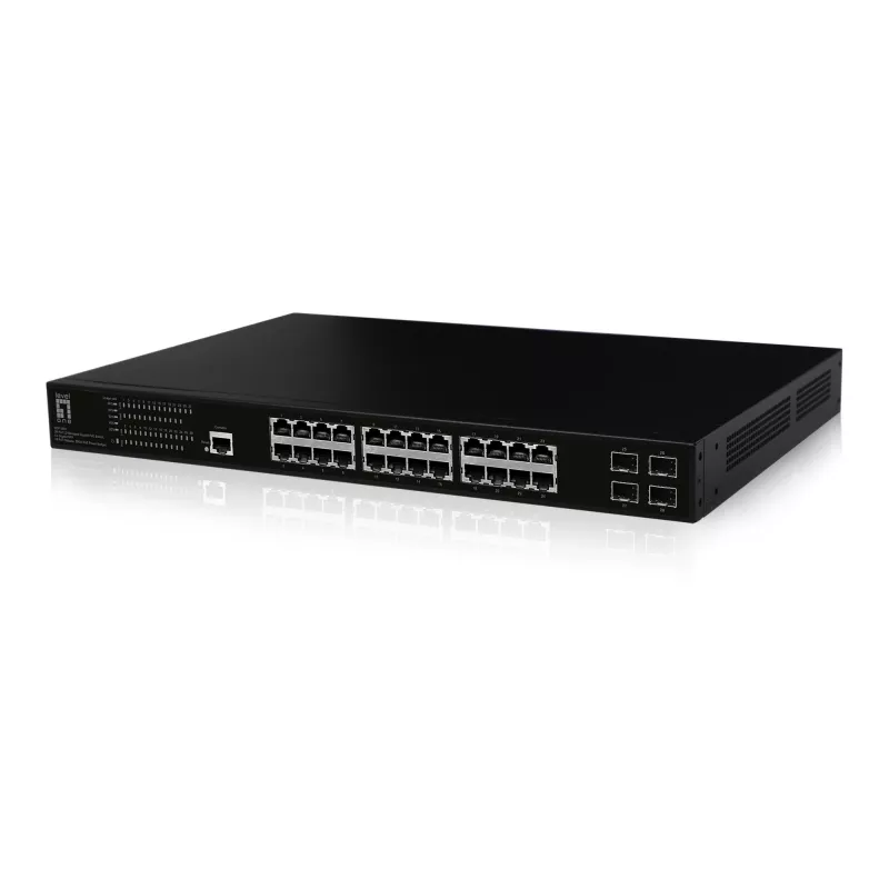„LevelOne GEP-2861“ tinklo komutatorius Valdomas L2 Gigabit Ethernet (10/100/1000) Power over Ethernet (PoE) 1U Juoda