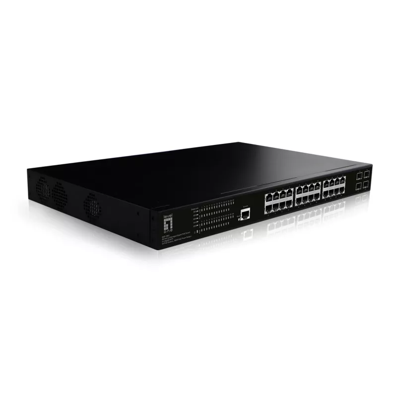 „LevelOne GEP-2861“ tinklo komutatorius Valdomas L2 Gigabit Ethernet (10/100/1000) Power over Ethernet (PoE) 1U Juoda