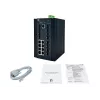 „LevelOne“ 20 prievadų L2 Plus valdomas pramoninis komutatorius, 8 x 1GbE RJ45, 8 x 1GbE SFP, 4 x 1/2,5GbE SFP, DIN bėgelis, nuo -40 °C iki 80 °C