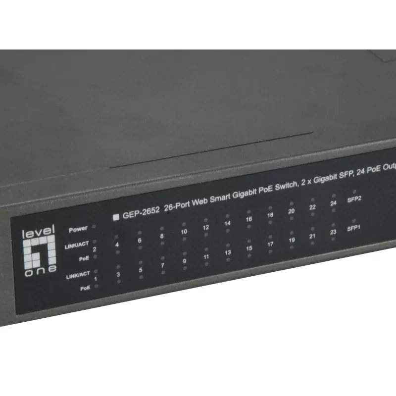 LevelOne GEP-2652 tinklo komutatorius Valdomas L2 Gigabit Ethernet (10/100/1000) Maitinimas per Ethernet (PoE) Pilka