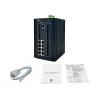 LevelOne 20 prievadų L2 Plus valdomas pramoninis komutatorius, 8 x 1GbE RJ45, 8 x 1GbE SFP, 4 x 1/2.5/10GbE SFP+, DIN bėgelis, nuo -40°C iki 80°C