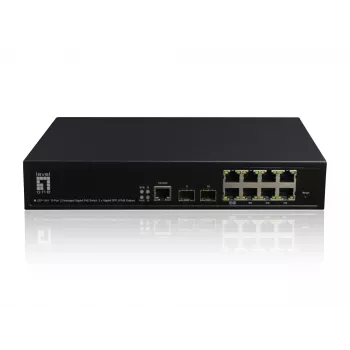 LevelOne KILBY 10 prievadų L2 valdomas gigabitinis PoE komutatorius, 2 x SFP, 802.3at/af PoE, 125 W, 8 PoE išėjimai