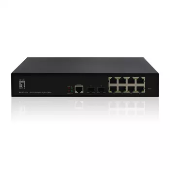 LevelOne KILBY 10 prievadų L2 valdomas gigabitinis komutatorius, 2 x SFP, valdomas, L2, Gigabit Ethernet (10/100/1000), montavimas į stovą