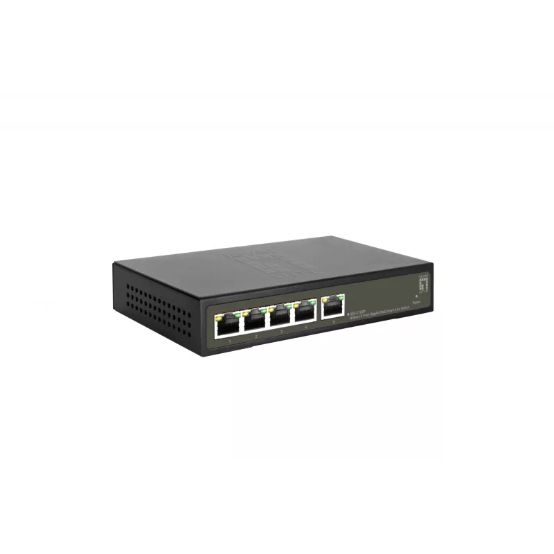 LevelOne Hilbert 5 prievadų Gigabit PoE Smart Lite komutatorius, 802.3at/af PoE, 4 PoE išėjimai, 60W PoE galios biudžetas