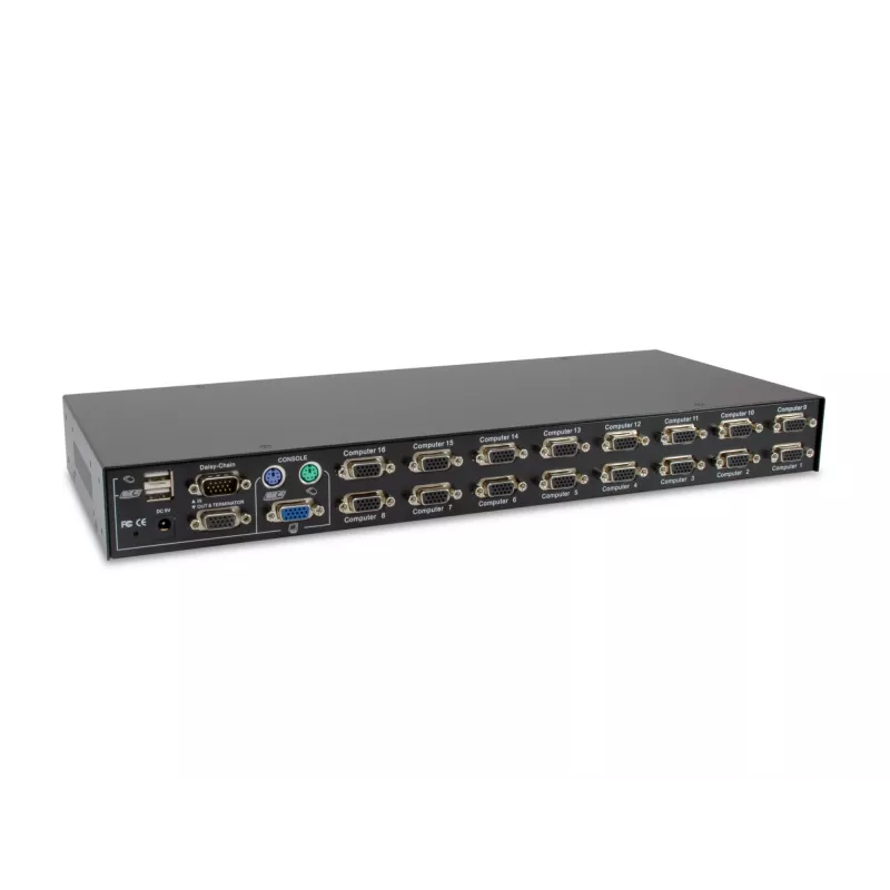 LevelOne 16 prievadų PS/2-USB VGA KVM jungiklis, 2048 x 1536 pikseliai, montavimas stove, 1U, juodas