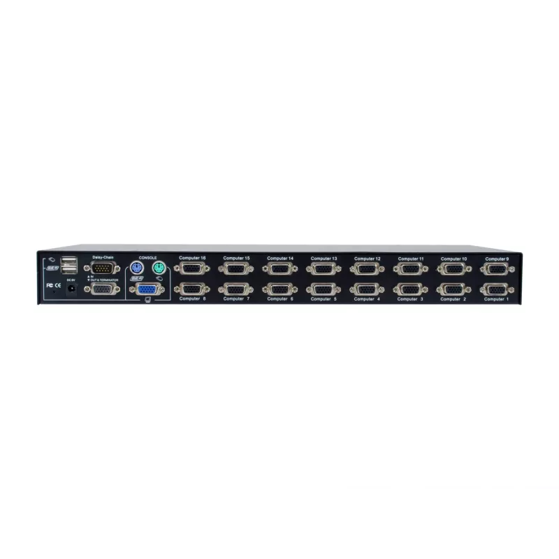 LevelOne 16 prievadų PS/2-USB VGA KVM jungiklis, 2048 x 1536 pikseliai, montavimas stove, 1U, juodas