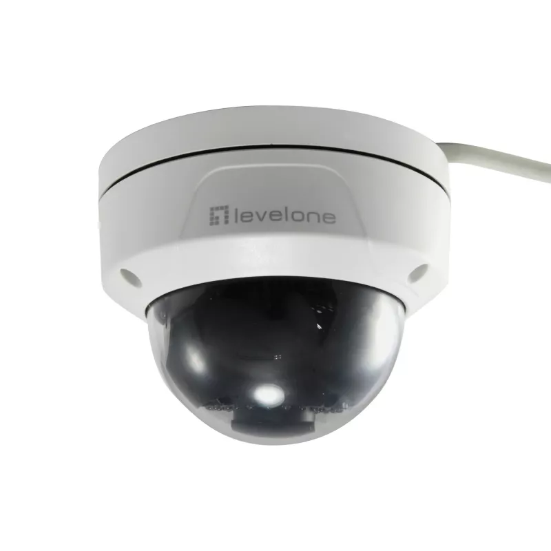 LevelOne GEMINI fiksuoto kupolo IP tinklo kamera, 2 megapikselių, H.265, apsaugota nuo vandalizmo, 802.3af PoE, vidaus/lauko