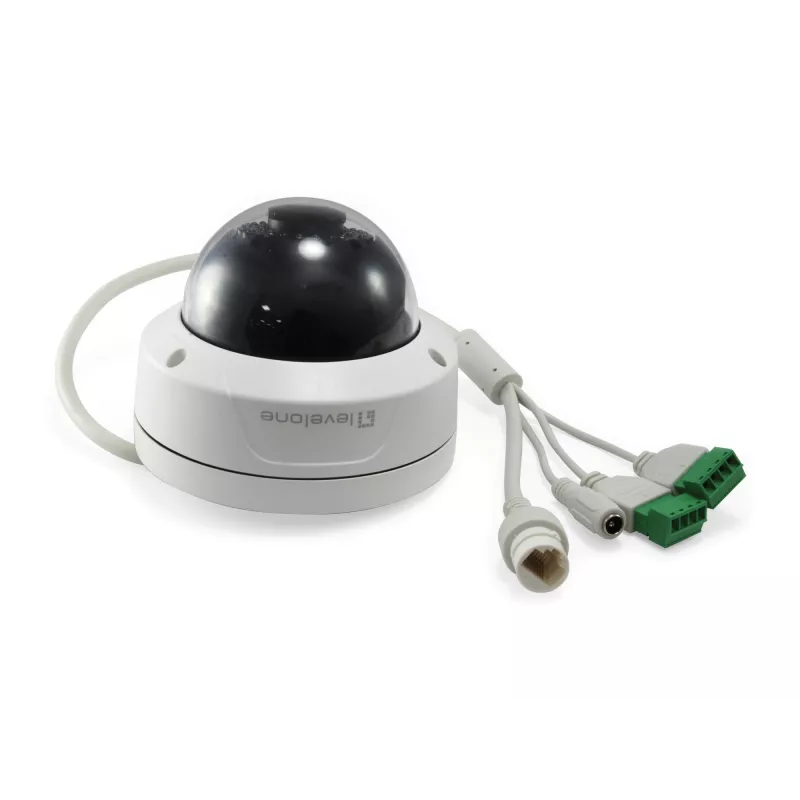 LevelOne GEMINI fiksuoto kupolo IP tinklo kamera, 2 megapikselių, H.265, apsaugota nuo vandalizmo, 802.3af PoE, vidaus/lauko