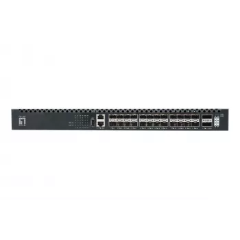 LevelOne 26 prievadų L3 valdomas TOR šviesolaidinis komutatorius, 24x 1/10GbE SFP+, 2x 40/100GbE QSFP28, karštai keičiamas perteklinis maitinimo šaltinis