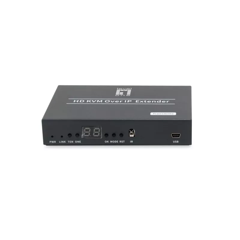 AV siųstuvas LEVELONE HVE-6701T — HDMI 1.3b, iki 1920×1080, Cat5e/Cat6/Cat7, Mini‑USB, 12V DC