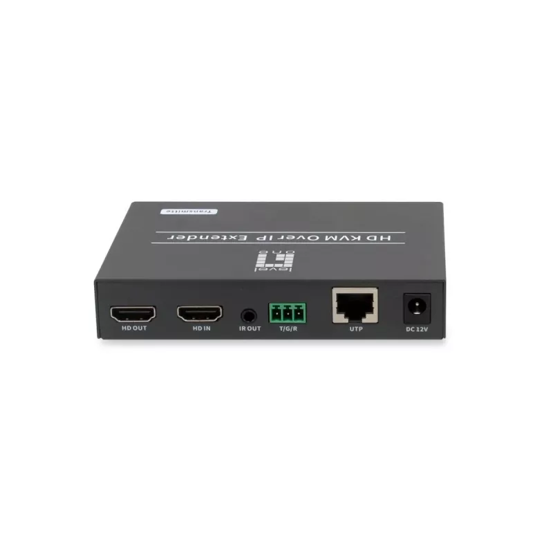 AV siųstuvas LEVELONE HVE-6701T — HDMI 1.3b, iki 1920×1080, Cat5e/Cat6/Cat7, Mini‑USB, 12V DC