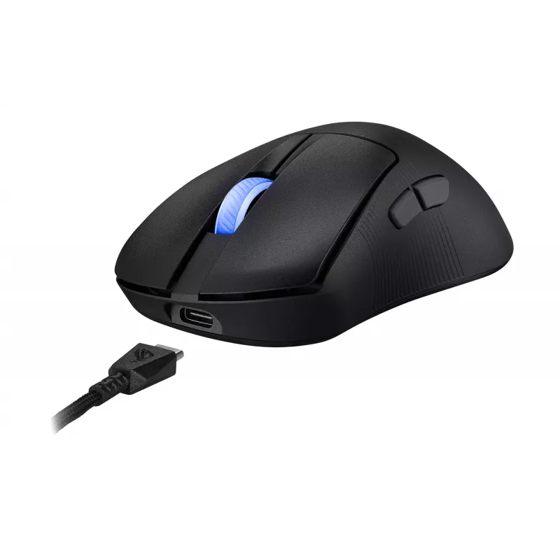 ASUS ROG Keris II Ace Wireless AimPoint Juoda pelė Žaidimų Dešiniarankiams RF Wireless + Bluetooth + USB Type-A Optinė 42000 DPI