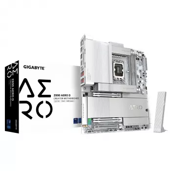GIGABYTE Z890 AERO D pagrindinė plokštė – palaiko Intel Core Ultra (2 serijos) procesorius, 16+1+2 fazių VRM, iki 9500MHz DDR5 (OC), PCIe 5.0 M.2, Wi-Fi 7, Thunderbolt 5