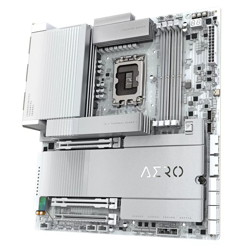 GIGABYTE Z890 AERO D pagrindinė plokštė – palaiko Intel Core Ultra (2 serijos) procesorius, 16+1+2 fazių VRM, iki 9500MHz DDR5 (OC), PCIe 5.0 M.2, Wi-Fi 7, Thunderbolt 5