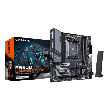 GIGABYTE B550M GAMING X WIFI6 pagrindinė plokštė – AMD Ryzen 5000 procesoriams, 5+3 fazių VRM, iki 3200MHz DDR4, 1xPCIe 4.0 + 1xPCIe 3.0 M.2, Wi-Fi 6, 1GbE LAN, USB 3.2 Gen 1