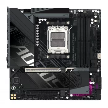 GIGABYTE B850M AORUS ELITE WIFI6E Motininė plokštė – AMD Ryzen 9000 serijos procesoriams, 12+2+2 fazių skaitmeninis VRM, iki 8200MHz DDR5 (OC), 1xPCIe 5.0 + 1xPCIe 4.0 M.2, WIFI 6E, 2.5GbE LAN, USB 3.2 Gen 2