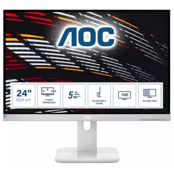 AOC P1 24P1/GR kompiuterio monitorius 60,5 cm (23,8 col.) 1920 x 1080 pikselių Full HD LED Pilka