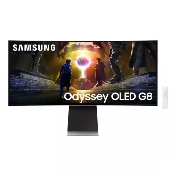 Samsung G85SD kompiuterio monitorius 86,4 cm (34 colių) 3440 x 1440 pikselių UltraWide Quad HD OLED sidabrinis