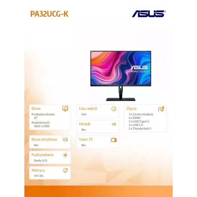 ASUS ProArt PA32UCG-K kompiuterio monitorius 81,3 cm (32 colių) 3840 x 2160 pikselių 4K Ultra HD LED juodas