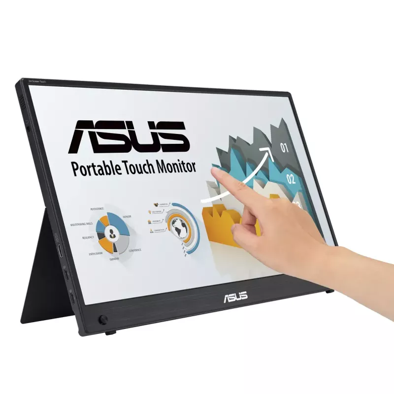 ASUS ZenScreen MB16AHT kompiuterio monitorius 39,6 cm (15,6 col.) 1920 x 1080 pikselių Full HD jutiklinis ekranas, juodas