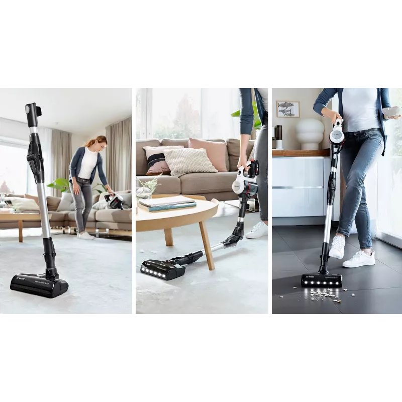 Bosch BSS711W belaidis dulkių siurblys / elektrinė šluota Baterija Sausas valymas Be maišelio 0,3 l Juoda, Sidabrinė, Balta