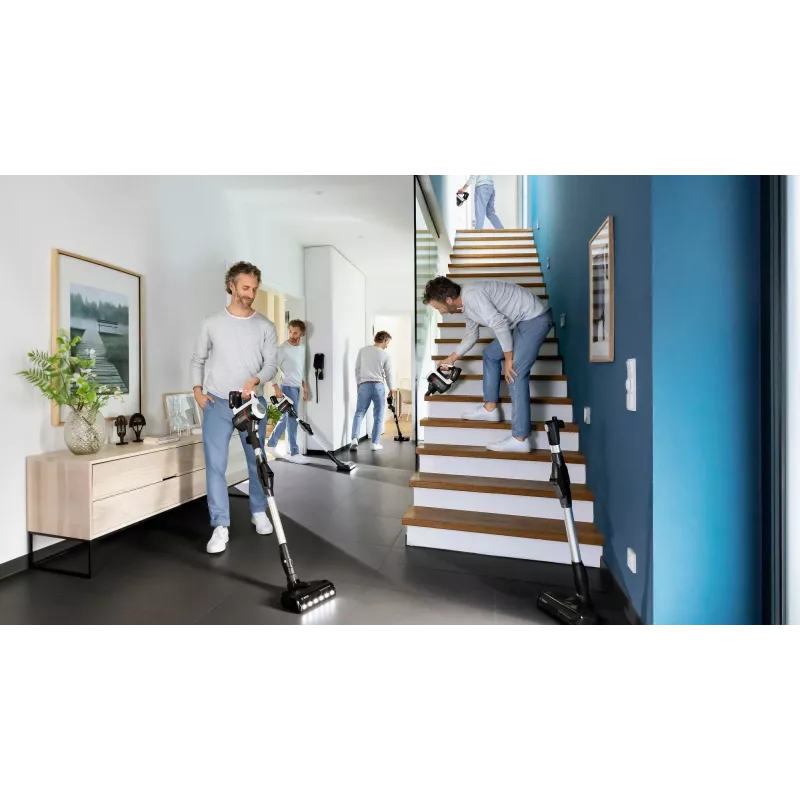 Bosch BSS711W belaidis dulkių siurblys / elektrinė šluota Baterija Sausas valymas Be maišelio 0,3 l Juoda, Sidabrinė, Balta