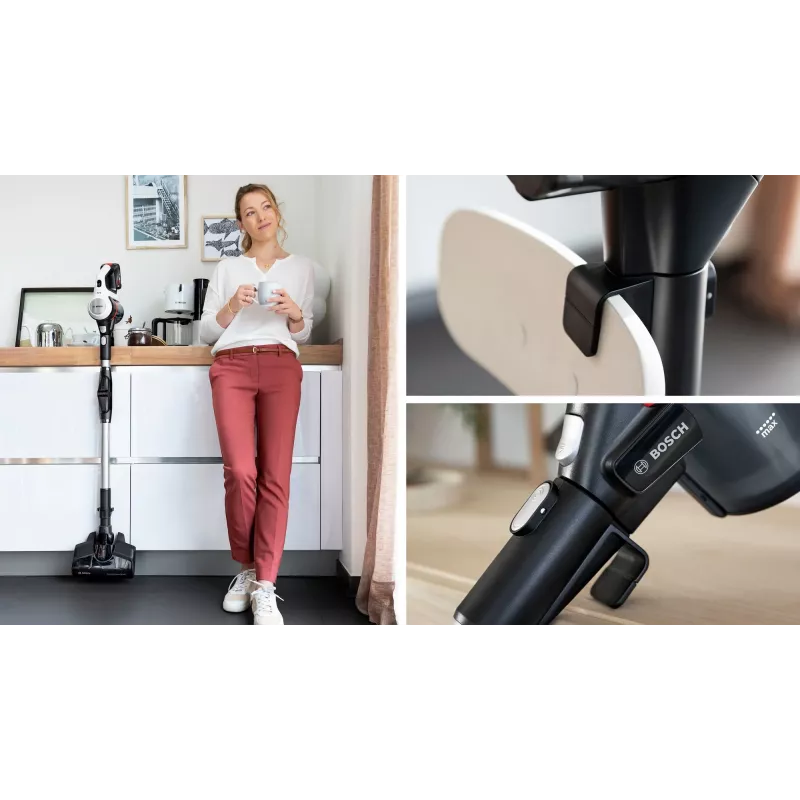 Bosch BSS711W belaidis dulkių siurblys / elektrinė šluota Baterija Sausas valymas Be maišelio 0,3 l Juoda, Sidabrinė, Balta