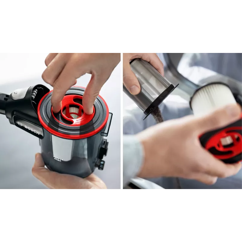 Bosch BSS711W belaidis dulkių siurblys / elektrinė šluota Baterija Sausas valymas Be maišelio 0,3 l Juoda, Sidabrinė, Balta