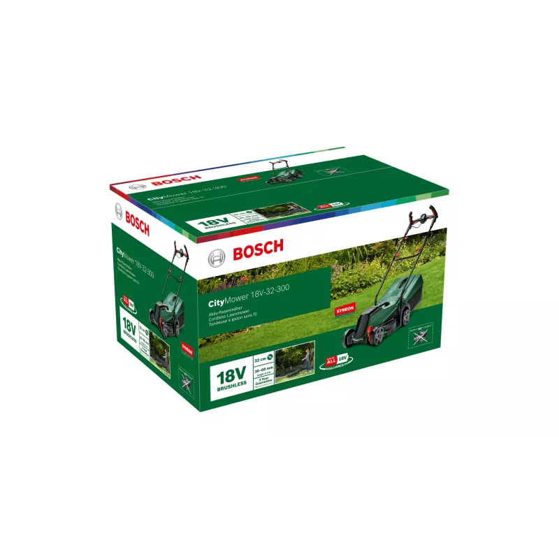 Bosch City Mower 18V-32 stūmimo vejapjovė Baterija Juoda, Žalia