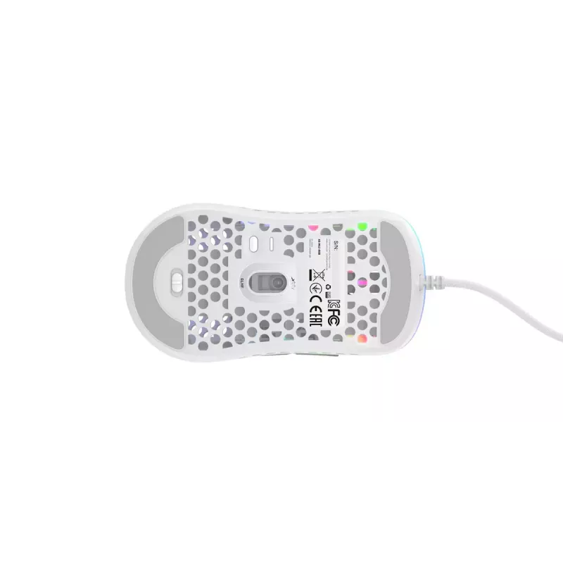 XTRFY M42 abiem rankoms tinkama žaidimų pelė — optinis jutiklis, 16 000 DPI, USB Type-A, balta, RGB