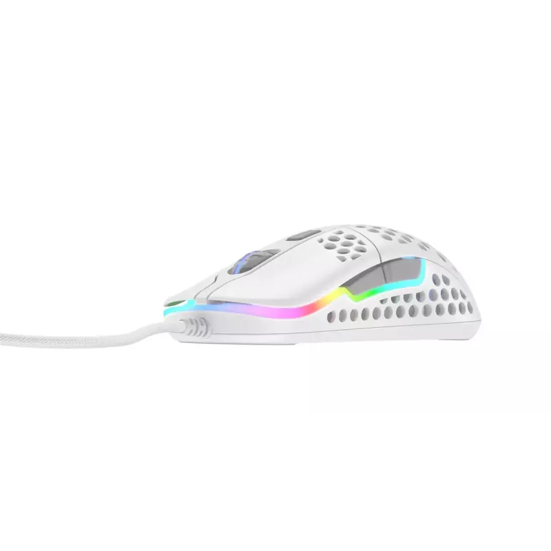 XTRFY M42 abiem rankoms tinkama žaidimų pelė — optinis jutiklis, 16 000 DPI, USB Type-A, balta, RGB