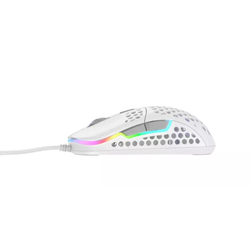 XTRFY M42 abiem rankoms tinkama žaidimų pelė — optinis jutiklis, 16 000 DPI, USB Type-A, balta, RGB