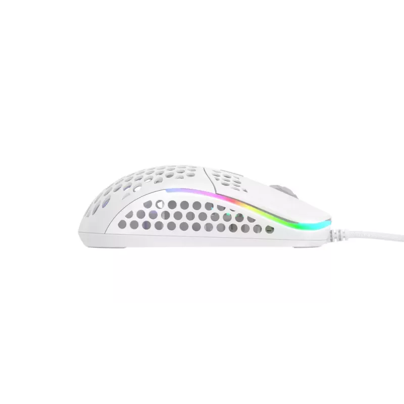 XTRFY M42 abiem rankoms tinkama žaidimų pelė — optinis jutiklis, 16 000 DPI, USB Type-A, balta, RGB