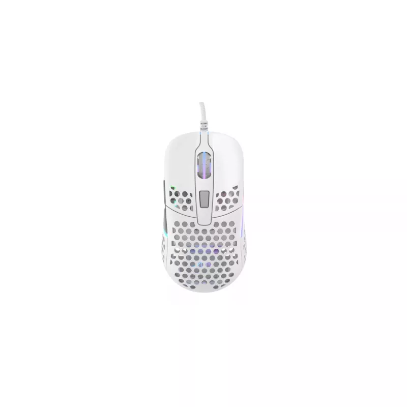 XTRFY M42 abiem rankoms tinkama žaidimų pelė — optinis jutiklis, 16 000 DPI, USB Type-A, balta, RGB