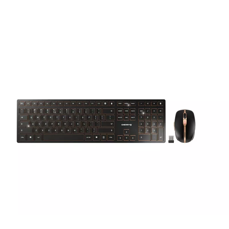 CHERRY DW 9100 plonas klaviatūra, pelė komplekte, universali, RF belaidė + Bluetooth, QWERTY, JAV anglų, juoda