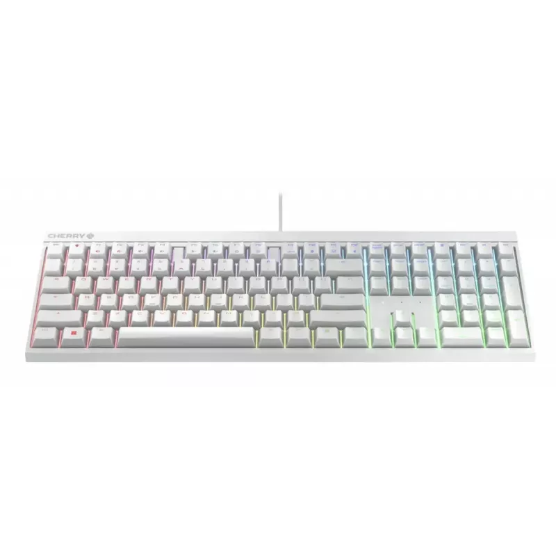 Laidinė mechaninė žaidimų klaviatūra Cherry MX 2.0S — Pilno dydžio (100 %), QWERTZ vokiškas išdėstymas, RGB apšvietimas, USB, balta